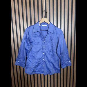 Cutter & Buck Shirt Small Womens Blue 100% Cotton Long Sleeve Woven Twill